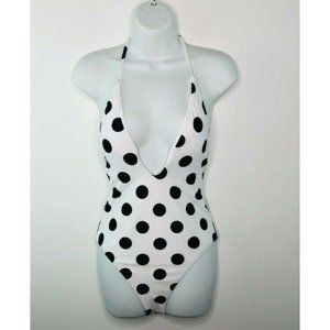 Bar III $88 This and Dot Printed Plunging Swimsuit